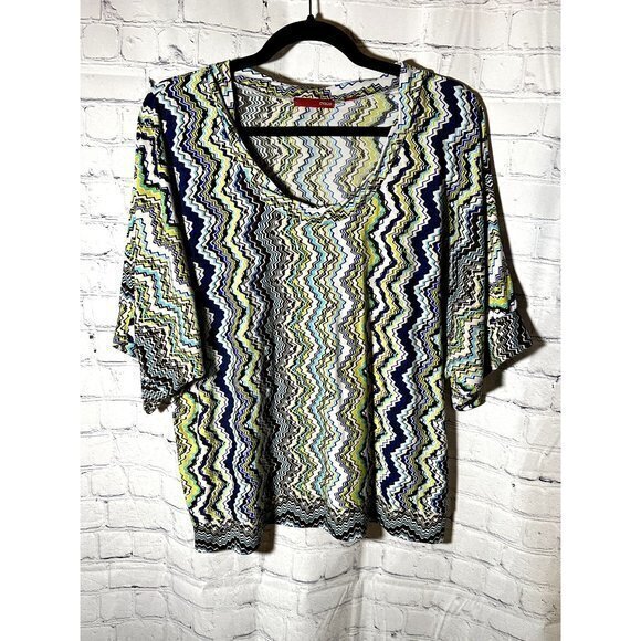 CYRUS LADIES‎ 3/4 SLEEVE COLORFUL PATTERN SHIRT (M) EUC G-206 - Picture 1 of 6